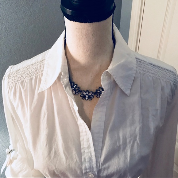 Ann Taylor Loft cotton shirt w/roll sleeves - L - Picture 5 of 6